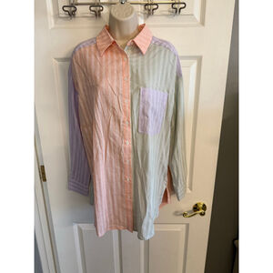 NWT's Skylar Rose Women's Colorblock Stripe Shirt pastel colors Size S